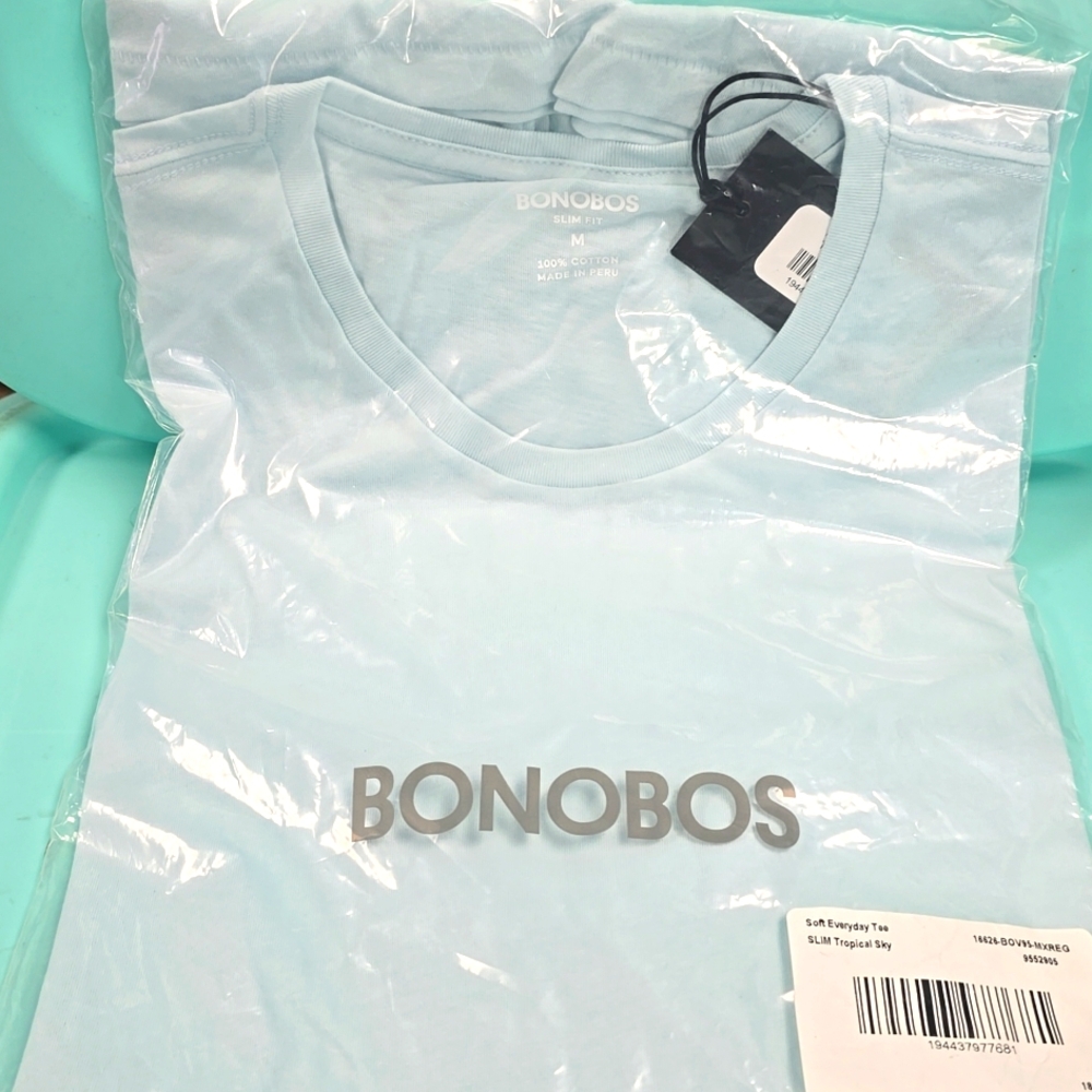 New mens Bonobos Slim fit Medium SS tropical sky tee